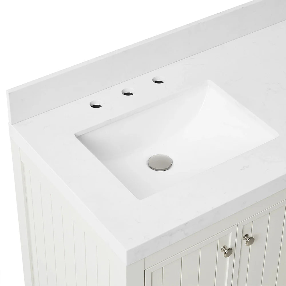 60 Inch White Fully Assembled Freestanding Bathroom Vanity With Double Sink