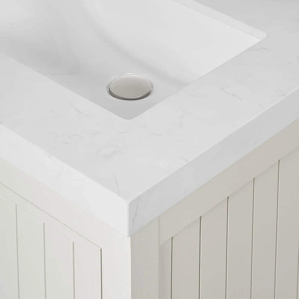 60 Inch White Fully Assembled Freestanding Bathroom Vanity With Double Sink