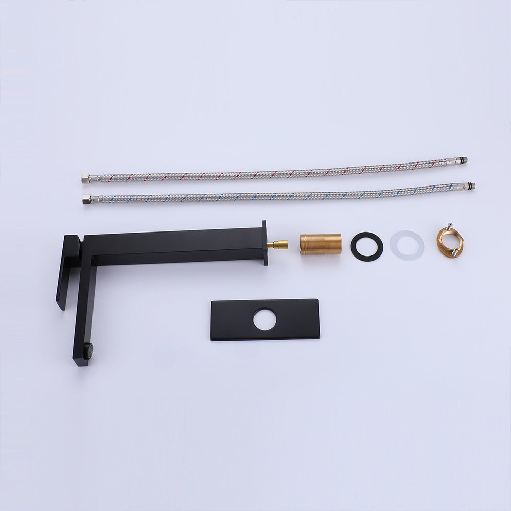 Modern Single-handle Bathroom Sink Faucet with Square Cover