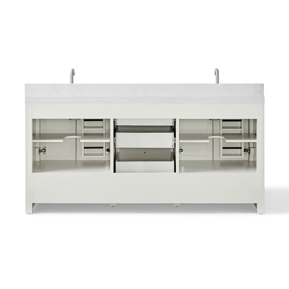 72 Inch White Freestanding Double Sink Bathroom Vanity With Fully Assembled