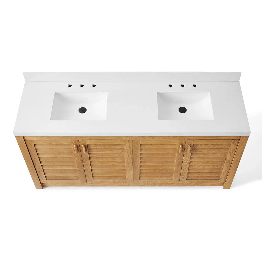 72 Inch Natural Oak Fully Assembled Freestanding Bathroom Vanity With Double Sink