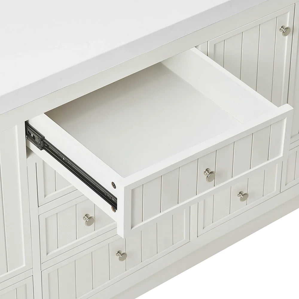 72 Inch White Freestanding Double Sink Bathroom Vanity With Fully Assembled