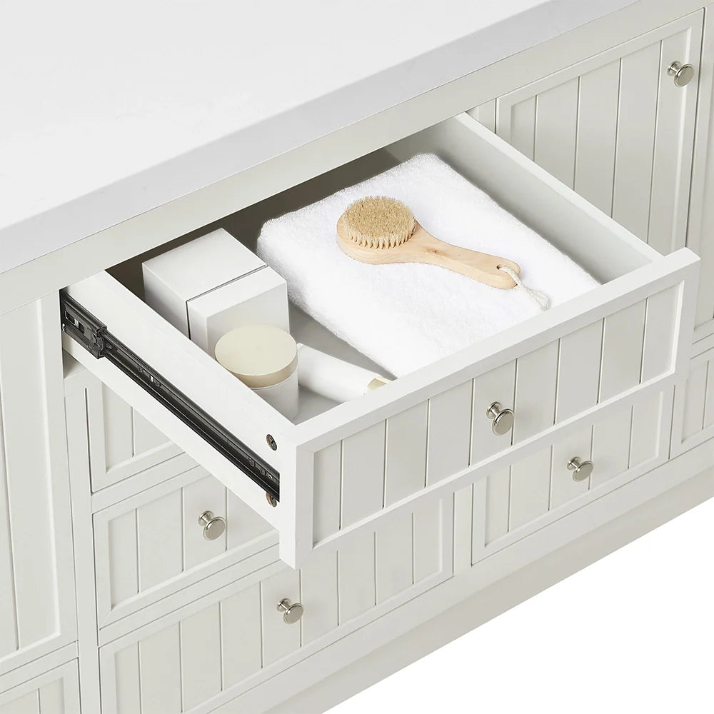 72 Inch White Freestanding Double Sink Bathroom Vanity With Fully Assembled