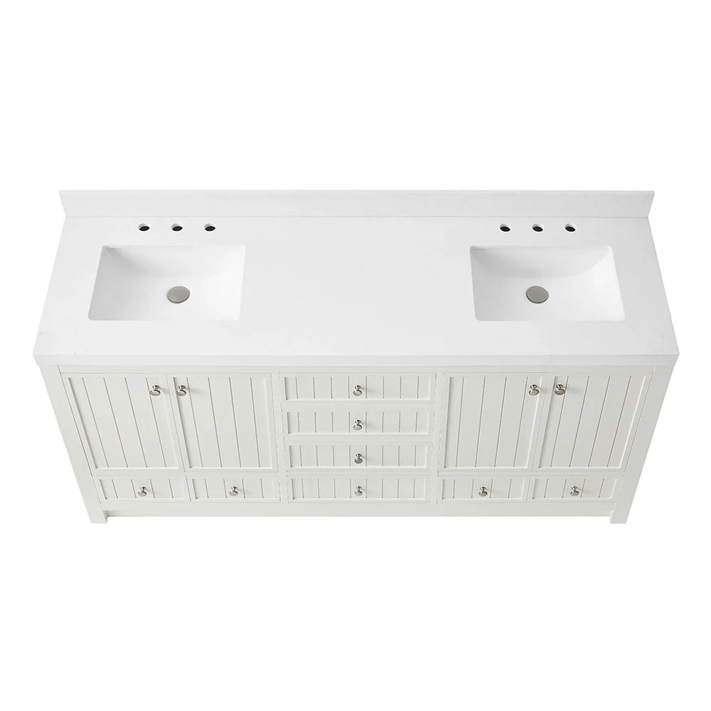 72 Inch White Freestanding Double Sink Bathroom Vanity With Fully Assembled