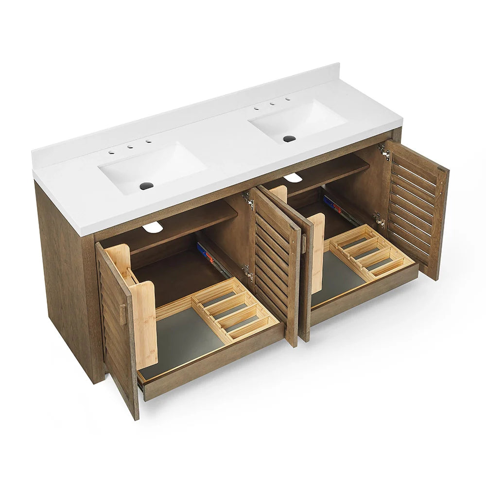 72 Inch Dark Sienna Brown Fully Assembled Bathroom Vanity With Double Sink