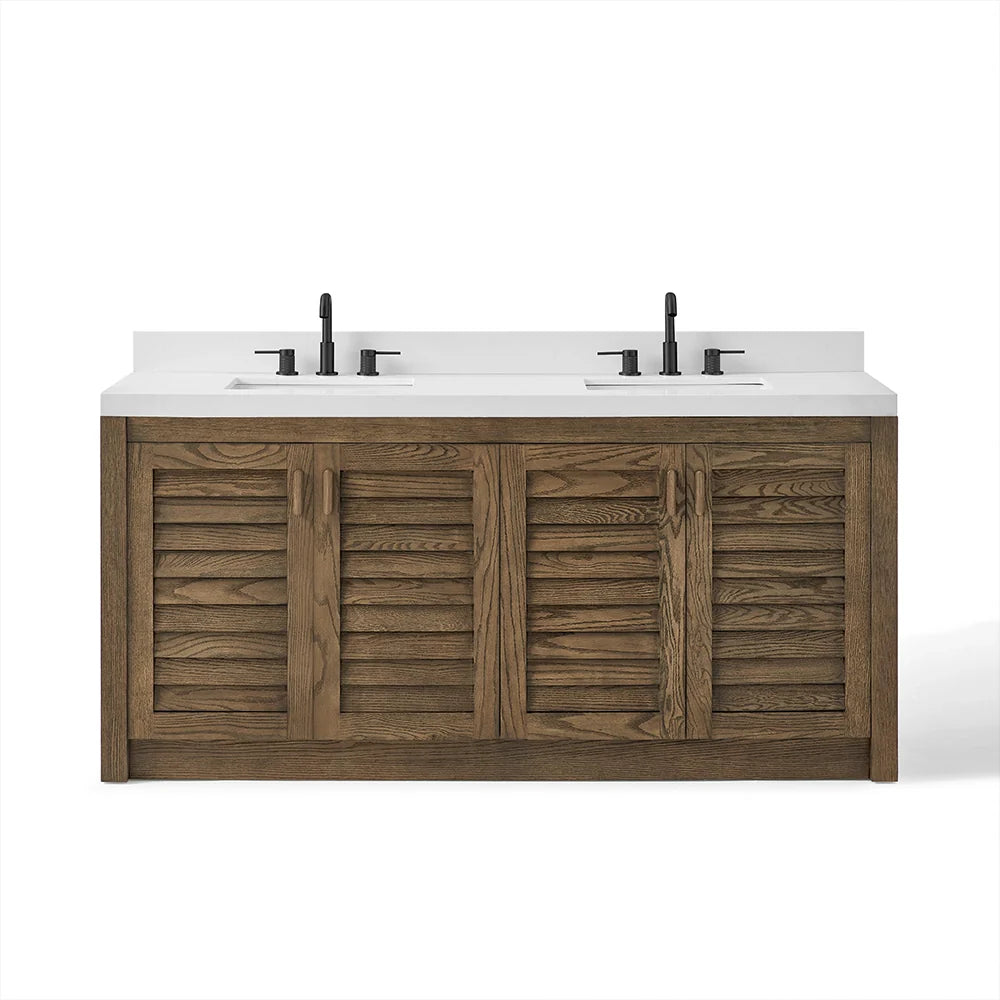 72 Inch Dark Sienna Brown Fully Assembled Bathroom Vanity With Double Sink