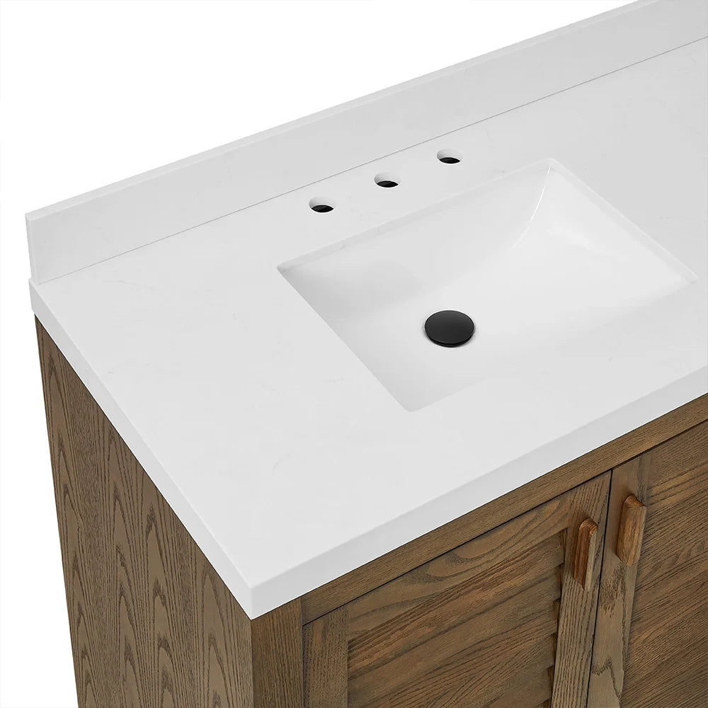 72 Inch Dark Sienna Brown Fully Assembled Bathroom Vanity With Double Sink