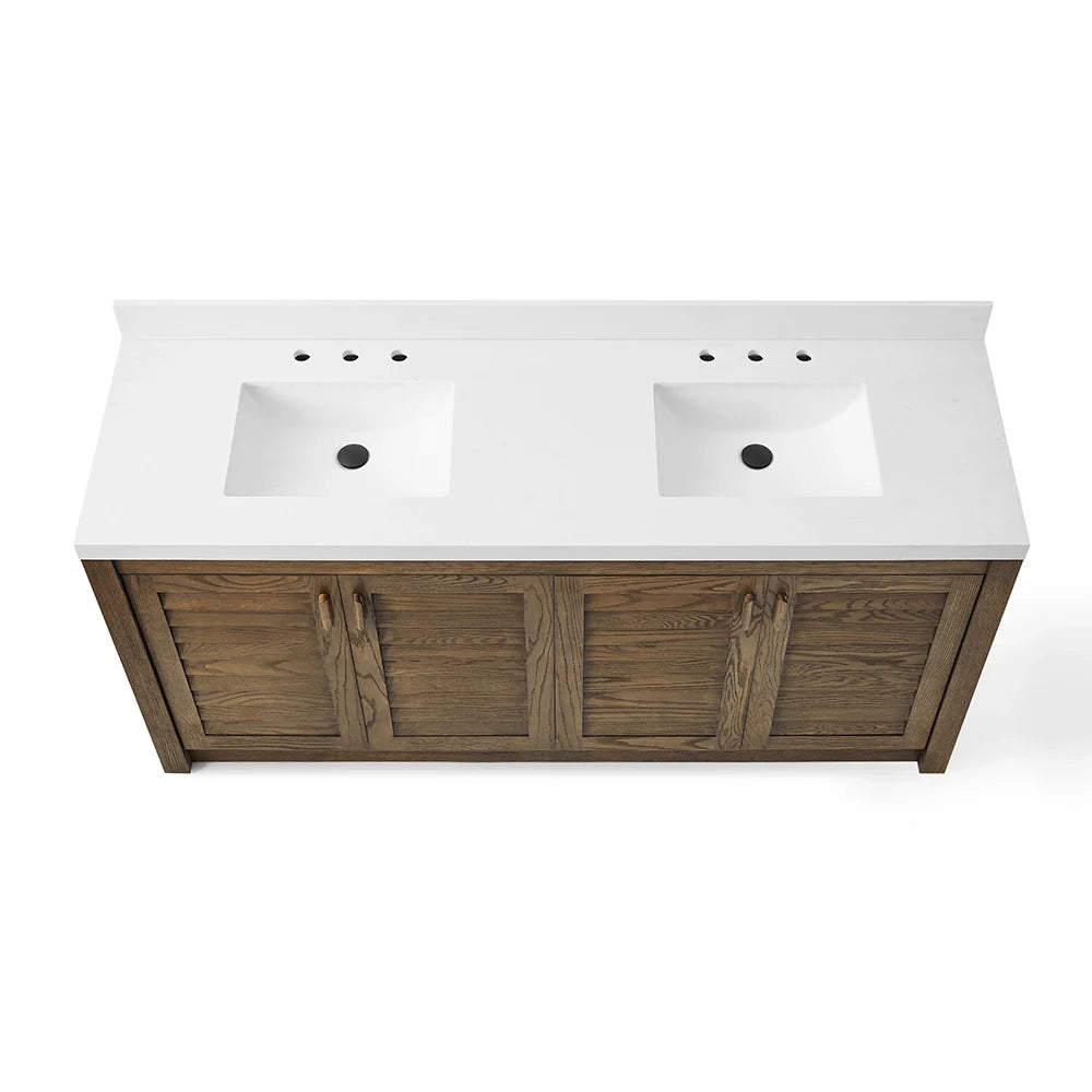 72 Inch Dark Sienna Brown Fully Assembled Bathroom Vanity With Double Sink