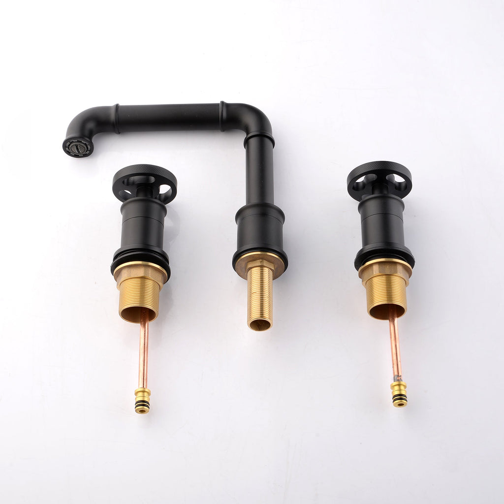 Deck Mounted Dual Handles Modern Industrial Style Bathroom Sink Faucet