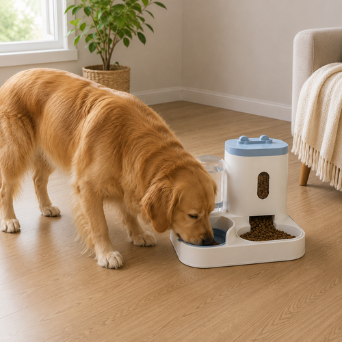 Automatic Pet Feeder and Water Fountain - Large Capacity Food Storage Dispenser and Bowl for Dogs and Cats