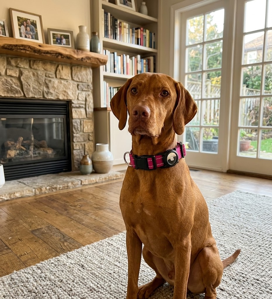 Waterproof Reflective Air Tag Holder Dog Collar – Adjustable Soft Padded Pet Collar with Safety Breakaway Buckle for All Breeds