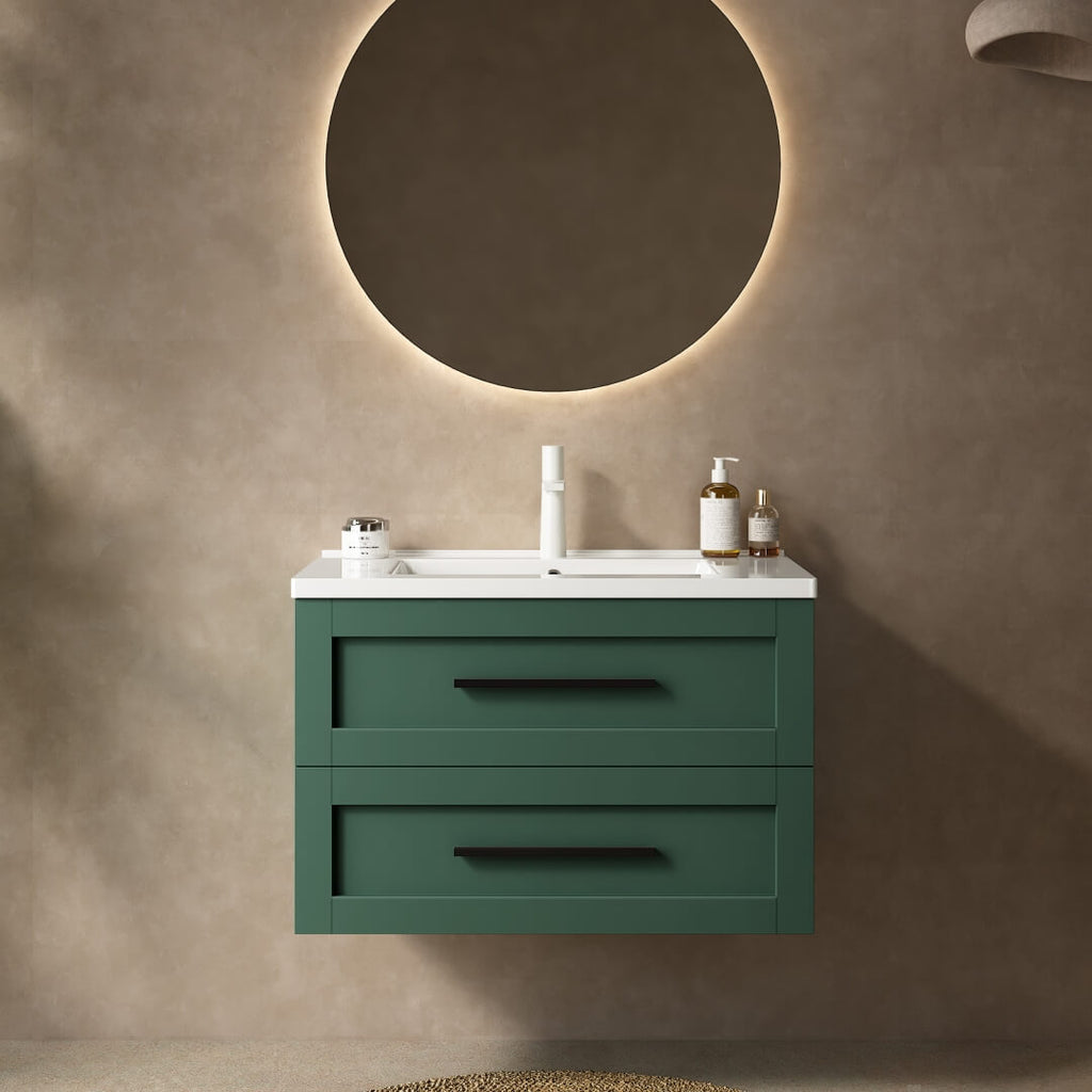 36" Green Wall-Mounted Bathroom Vanity with Sink No Faucet