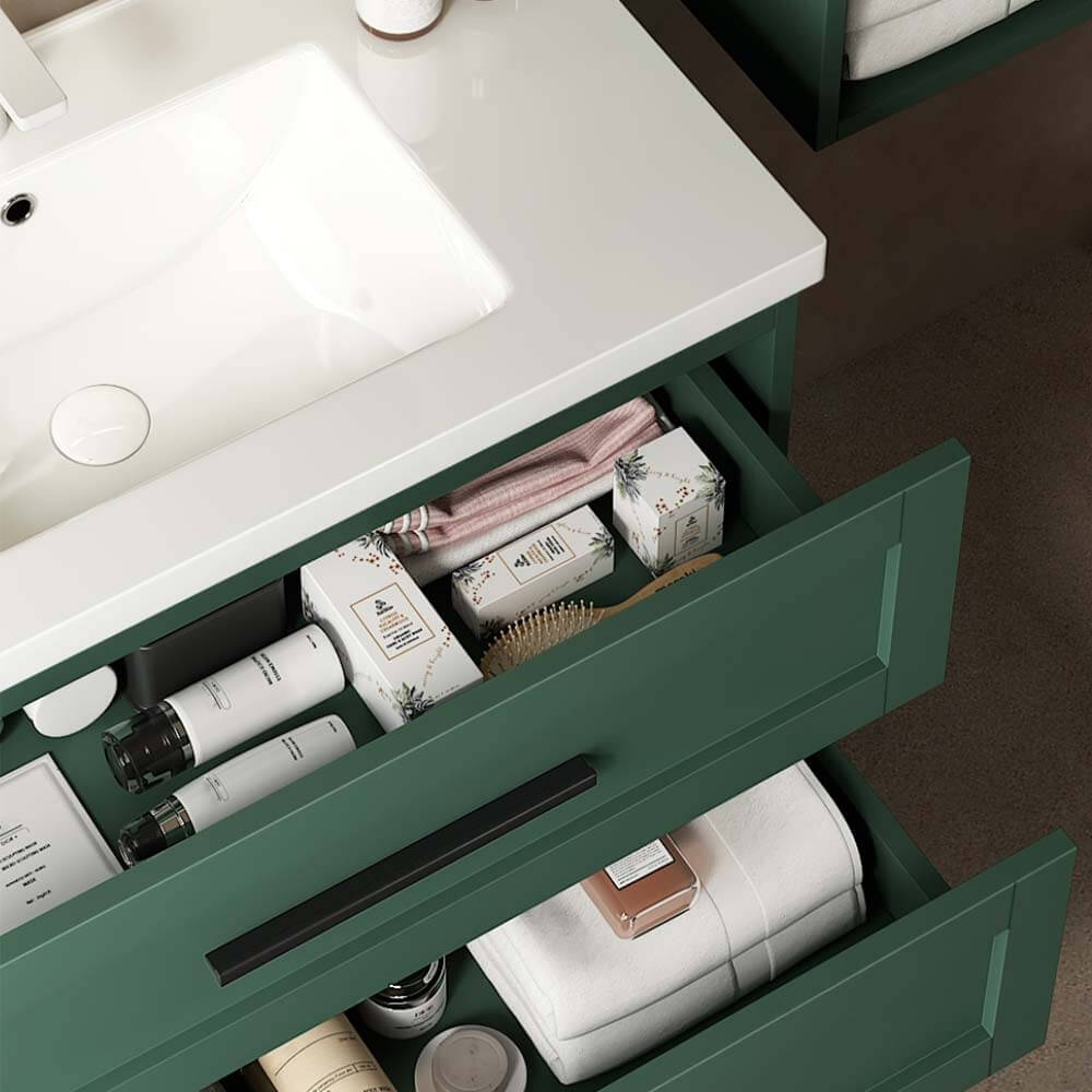 36" Green Wall-Mounted Bathroom Vanity with Sink No Faucet