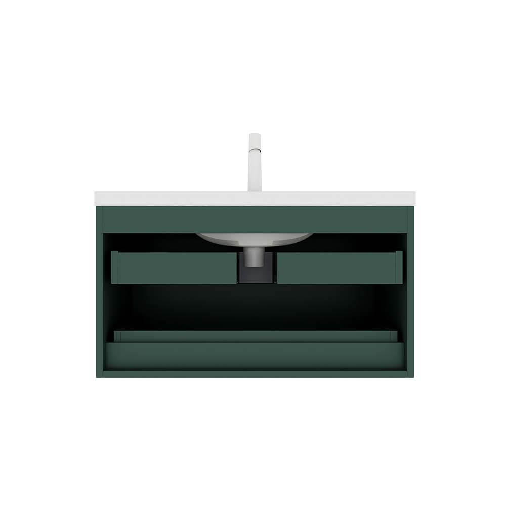 36" Green Wall-Mounted Bathroom Vanity with Sink No Faucet