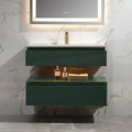 36 Inch Wall Mounted Single Bathroom Vanity with Marble Countertop