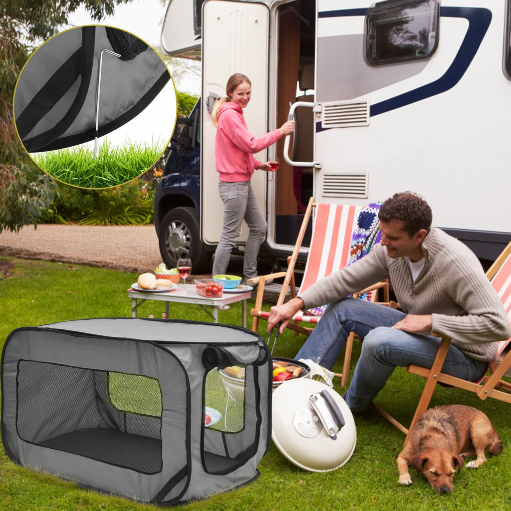 Portable Pop-Up Dog Travel Crate - Foldable Breathable Mesh Kennel for Indoor, Outdoor, and Car Use for Small Dogs and Cats