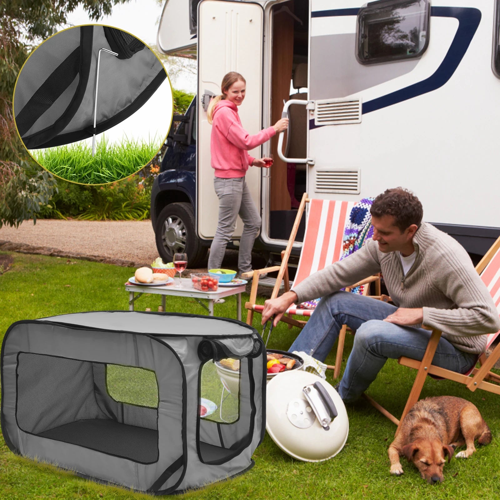 Portable Pop-Up Dog Travel Crate - Foldable Breathable Mesh Kennel for Indoor, Outdoor, and Car Use for Small Dogs and Cats