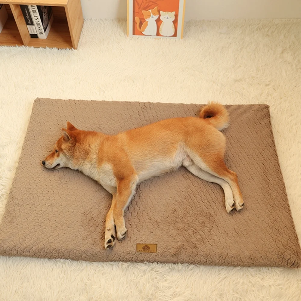 Foam Orthopedic Dog Bed – Waterproof Pet Crate Mat with Removable Washable Faux Fur Cover and Anti-Slip Bottom