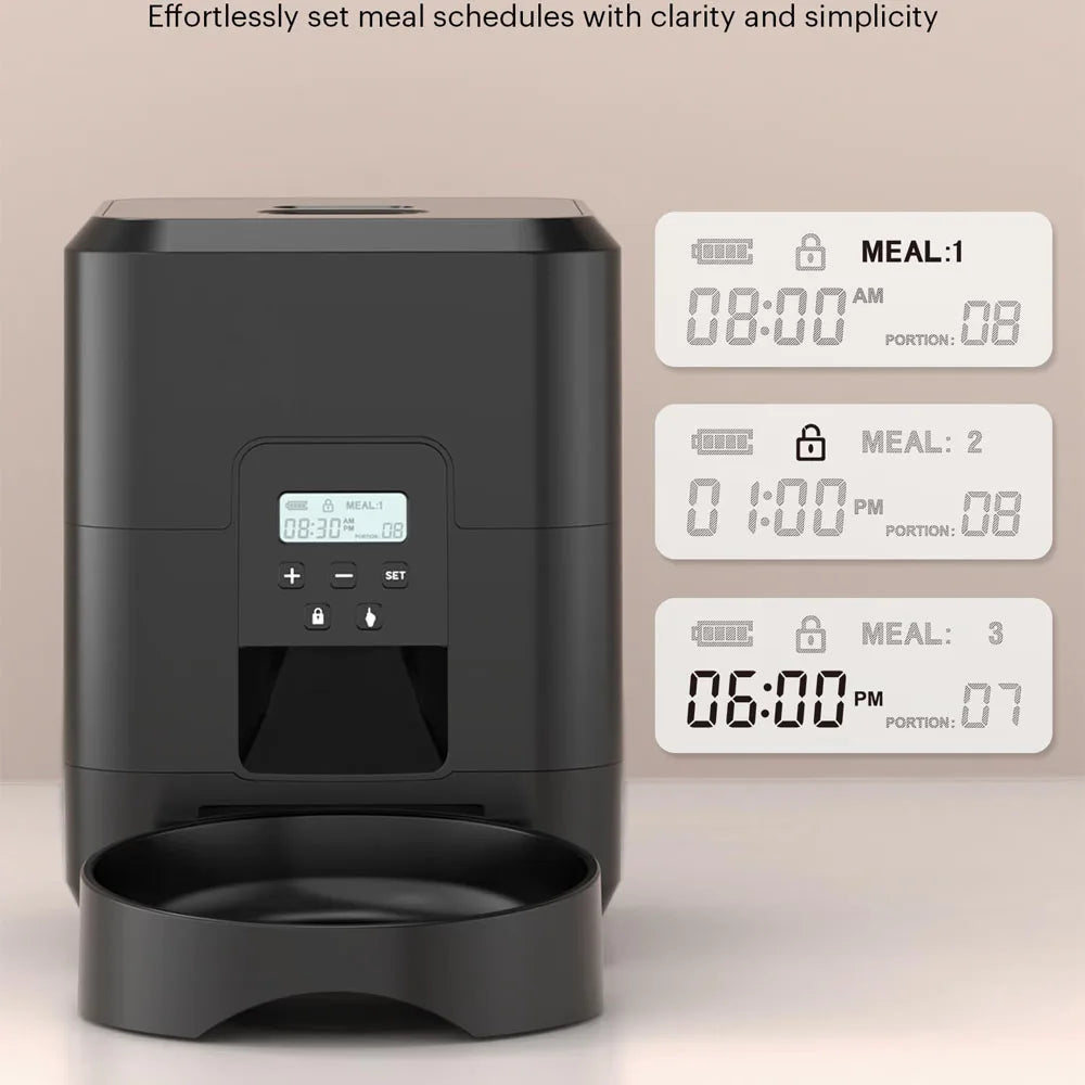 Automatic Pet Feeder for Cats and Dogs – Timed Quantitative Food Dispenser with LCD Display and Slow Feeding Bowl