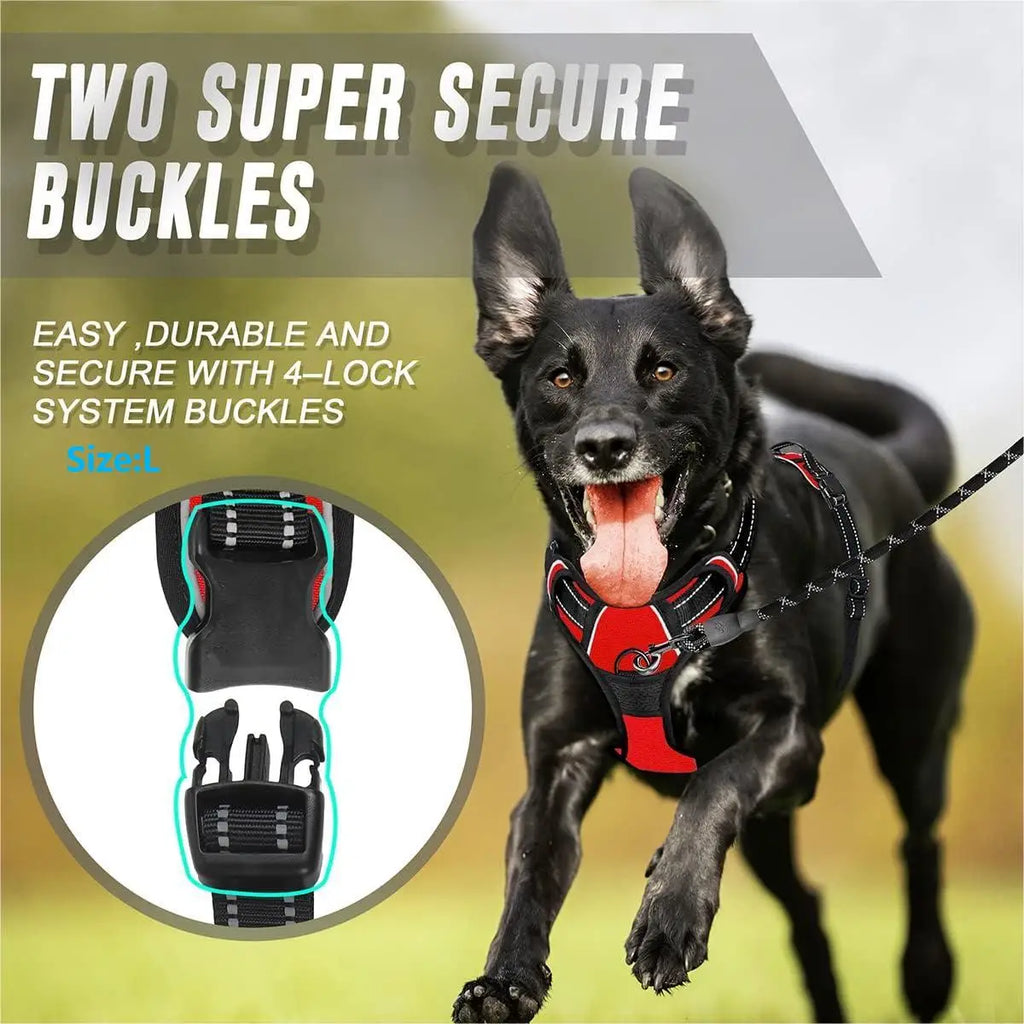 No Pull Dog Harness with Front Clip - Heavy Duty Reflective Easy Control Handle for Large Dog Walking and Training