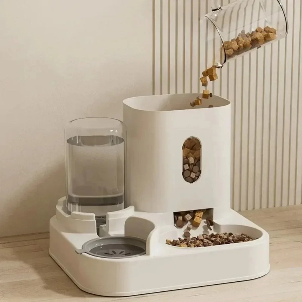 Automatic Pet Feeder and Water Fountain - Large Capacity Food Storage Dispenser and Bowl for Dogs and Cats