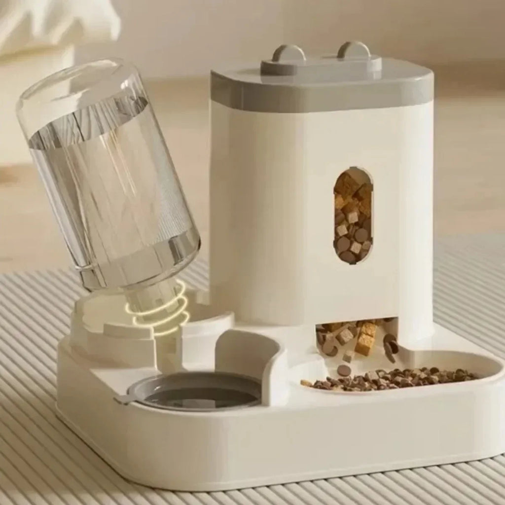 Automatic Pet Feeder and Water Fountain - Large Capacity Food Storage Dispenser and Bowl for Dogs and Cats