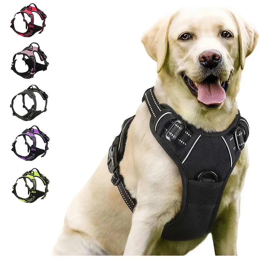 No Pull Dog Harness with Front Clip - Heavy Duty Reflective Easy Control Handle for Large Dog Walking and Training