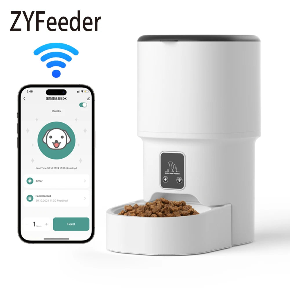 4L WiFi Automatic Cat Feeder - Intelligent Smart Pet Food Dispenser with App Control and LCD Display for Dogs and Cats