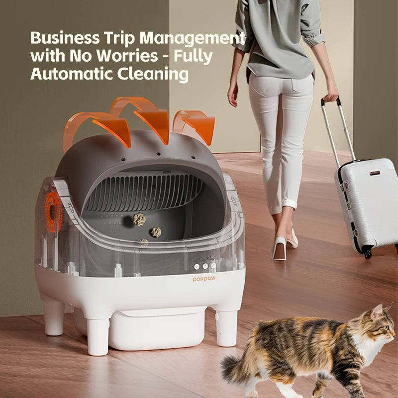 Automatic Self-Cleaning Litter Box for Cats - 76L Large Smart Cat Toilet Open Sandbox for Pet Supplies