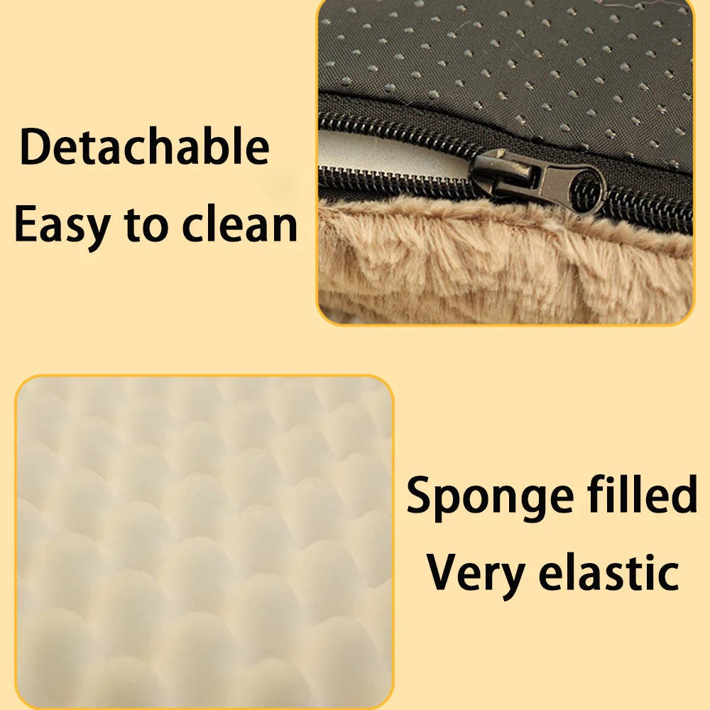 Foam Orthopedic Dog Bed – Waterproof Pet Crate Mat with Removable Washable Faux Fur Cover and Anti-Slip Bottom