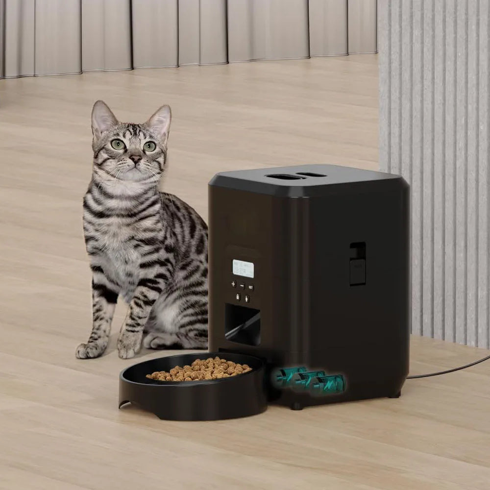 Automatic Pet Feeder for Cats and Dogs – Timed Quantitative Food Dispenser with LCD Display and Slow Feeding Bowl