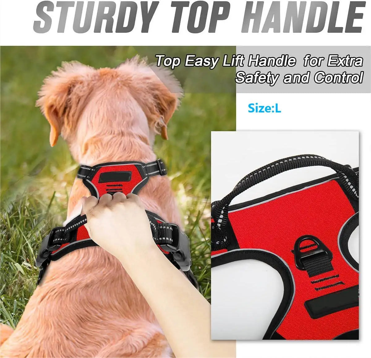No Pull Dog Harness with Front Clip - Heavy Duty Reflective Easy Control Handle for Large Dog Walking and Training