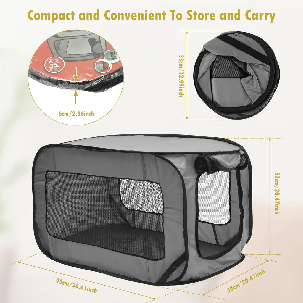 Portable Pop-Up Dog Travel Crate - Foldable Breathable Mesh Kennel for Indoor, Outdoor, and Car Use for Small Dogs and Cats
