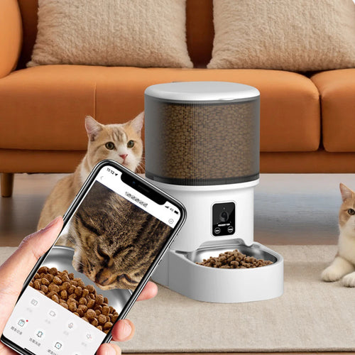 4L WiFi Automatic Cat Feeder - Intelligent Smart Pet Food Dispenser with App Control and LCD Display for Dogs and Cats