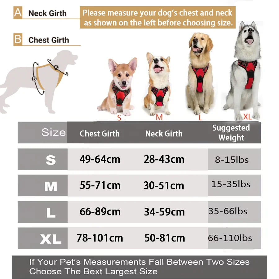 No Pull Dog Harness with Front Clip - Heavy Duty Reflective Easy Control Handle for Large Dog Walking and Training