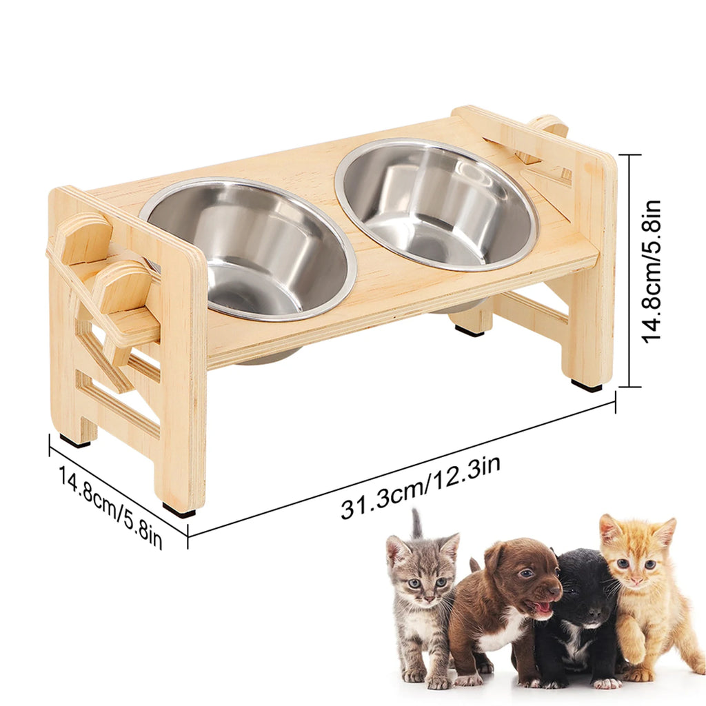 Elevated Tilted Pet Bowls – 15° Raised Stainless Steel Food and Water Feeder Stand for Small Dogs and Cats – Ergonomic Anti-Vomiting Station