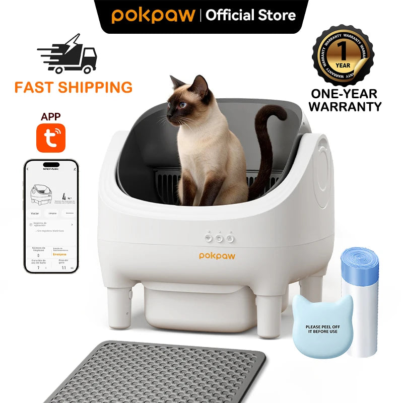 Automatic Self-Cleaning Litter Box for Cats - 76L Large Smart Cat Toilet Open Sandbox for Pet Supplies