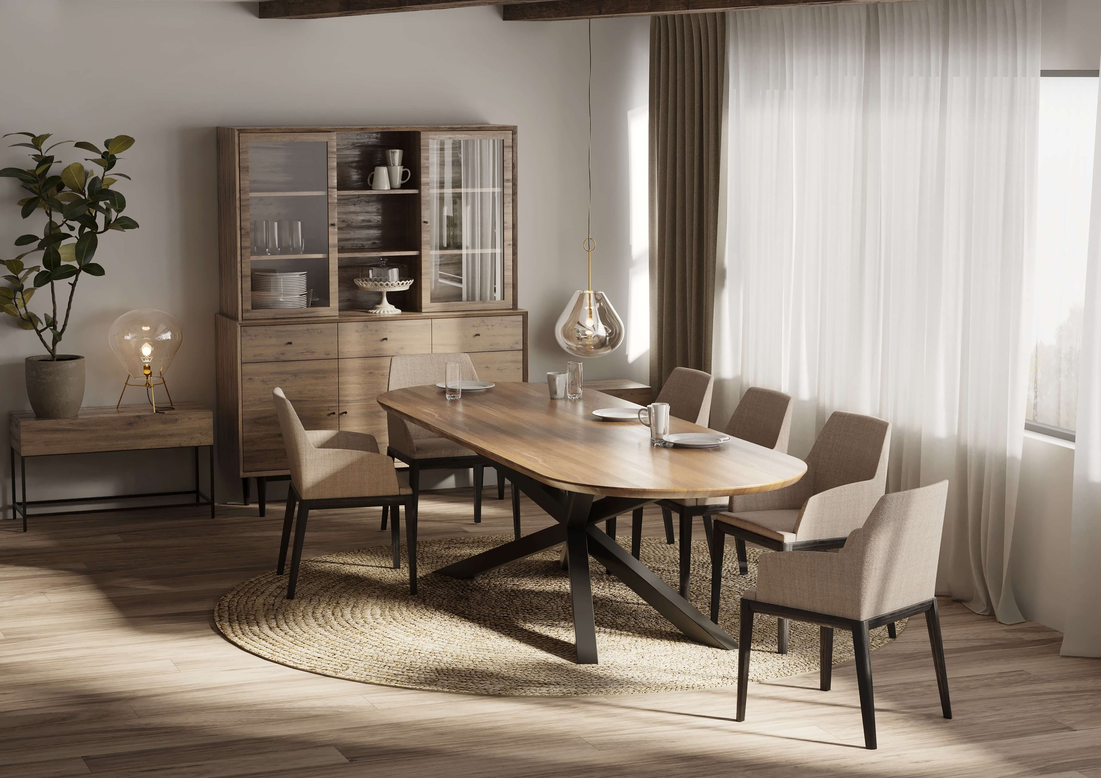 Oak Racetrack Dining Table
