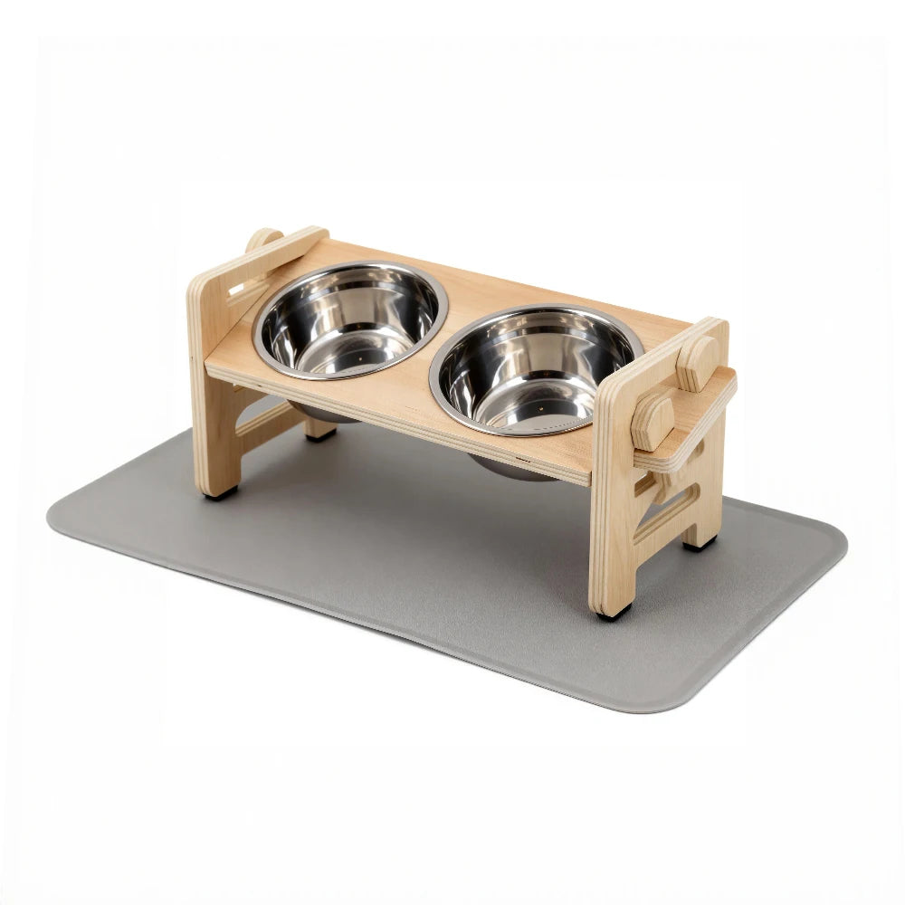 Elevated Tilted Pet Bowls – 15° Raised Stainless Steel Food and Water Feeder Stand for Small Dogs and Cats – Ergonomic Anti-Vomiting Station