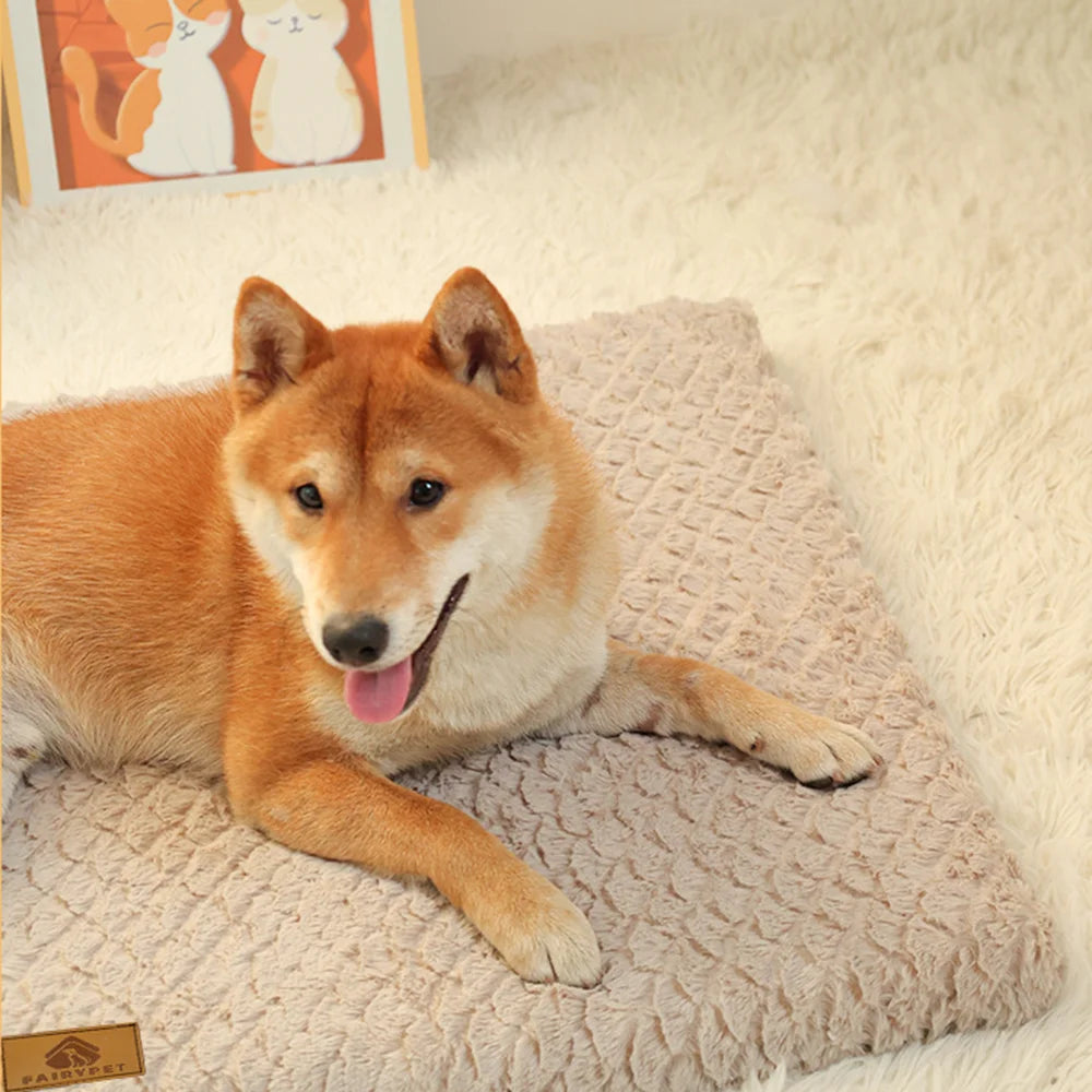 Foam Orthopedic Dog Bed – Waterproof Pet Crate Mat with Removable Washable Faux Fur Cover and Anti-Slip Bottom