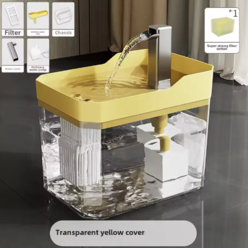 USB Cat Water Fountain - Transparent Automatic Recirculating Dispenser with Auto Filter and Anti-Dry Burning Protection
