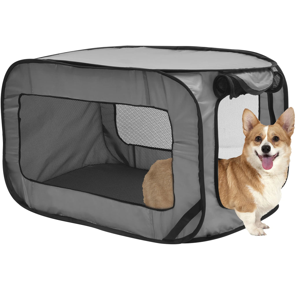 Portable Pop-Up Dog Travel Crate - Foldable Breathable Mesh Kennel for Indoor, Outdoor, and Car Use for Small Dogs and Cats