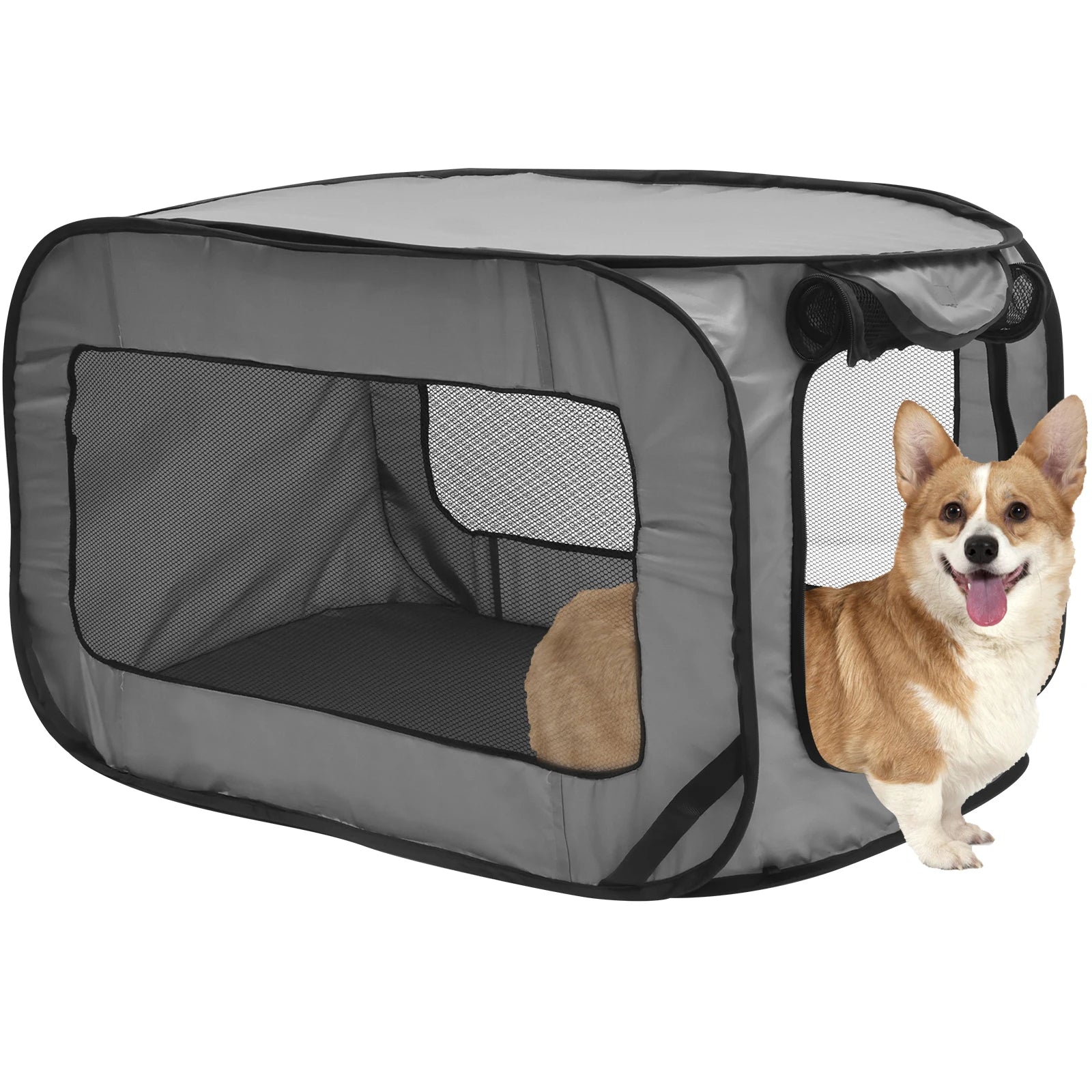 Portable Pop-Up Dog Travel Crate - Foldable Breathable Mesh Kennel for Indoor, Outdoor, and Car Use for Small Dogs and Cats