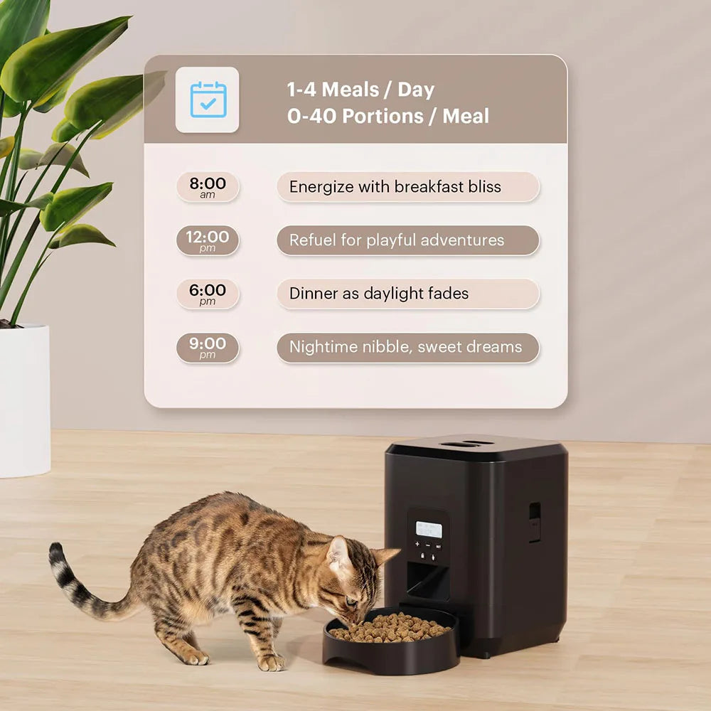 Automatic Pet Feeder for Cats and Dogs – Timed Quantitative Food Dispenser with LCD Display and Slow Feeding Bowl