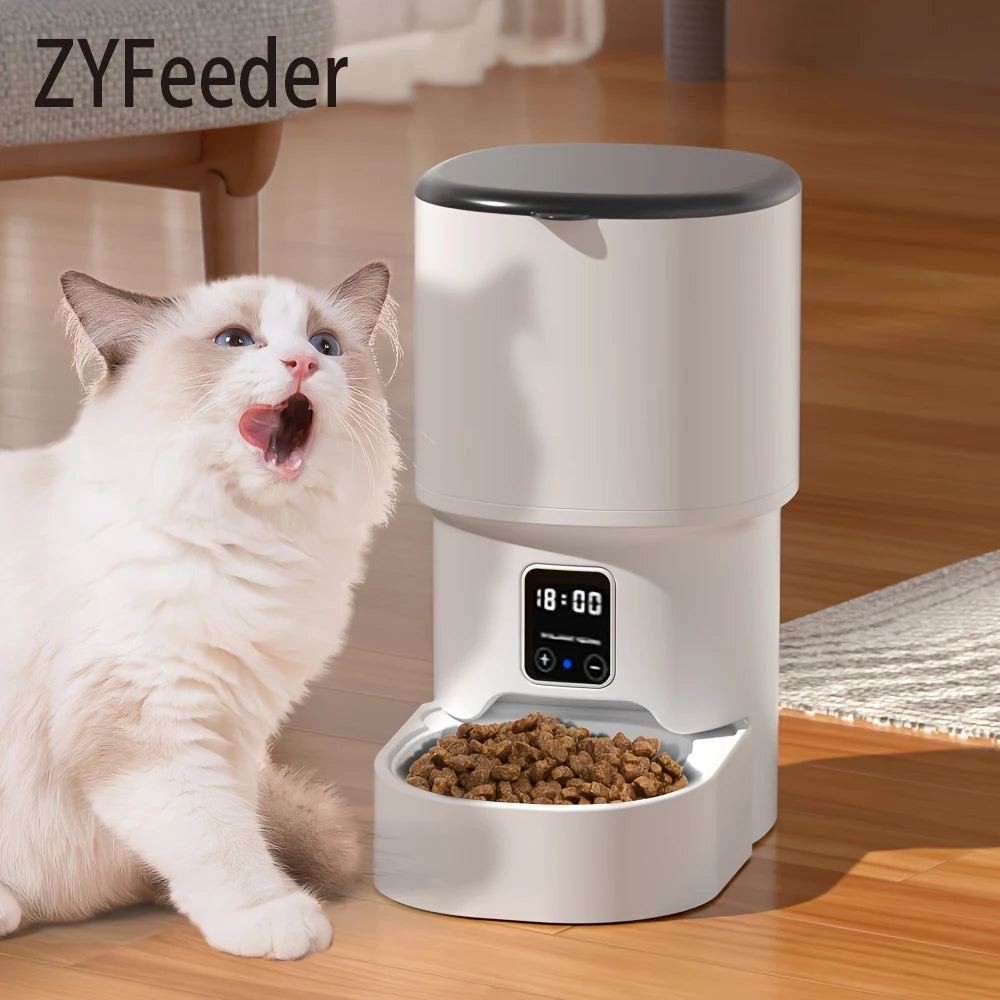 4L WiFi Automatic Cat Feeder - Intelligent Smart Pet Food Dispenser with App Control and LCD Display for Dogs and Cats