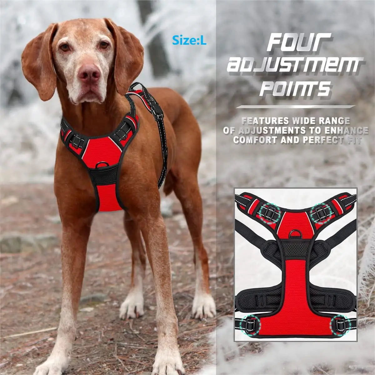 No Pull Dog Harness with Front Clip - Heavy Duty Reflective Easy Control Handle for Large Dog Walking and Training