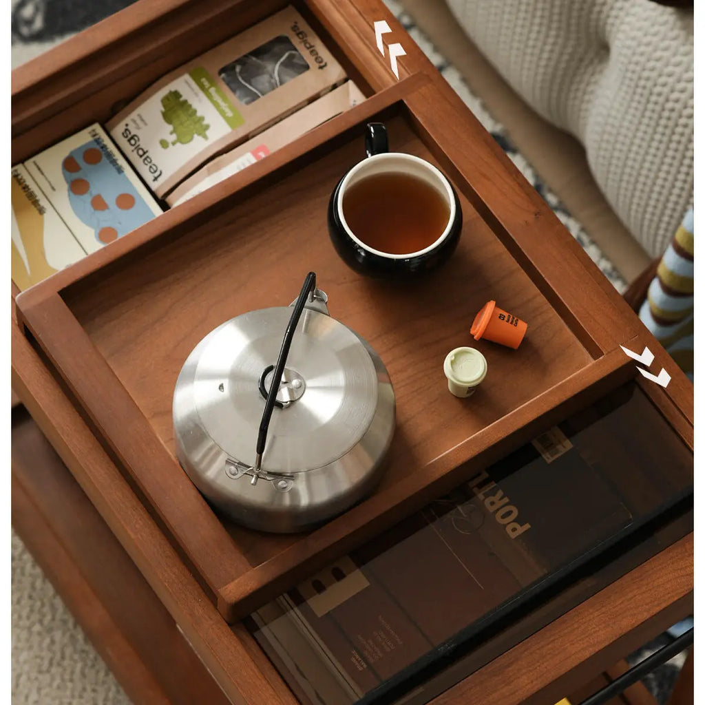 Taro Wood Rolling Serving Cart