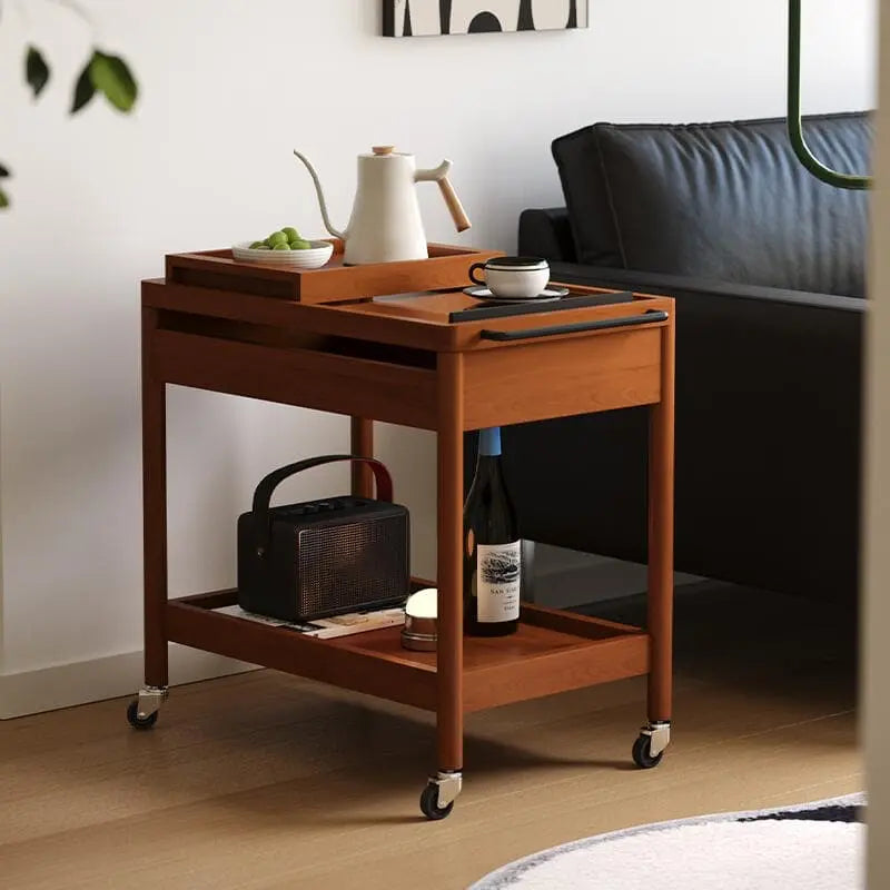 Taro Wood Rolling Serving Cart