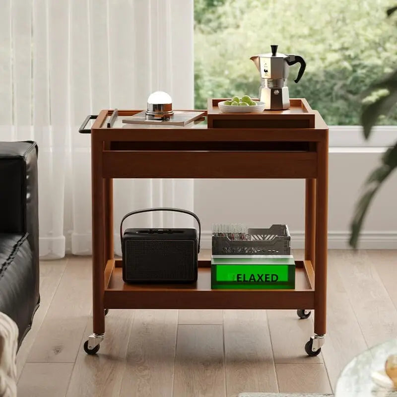 Taro Wood Rolling Serving Cart