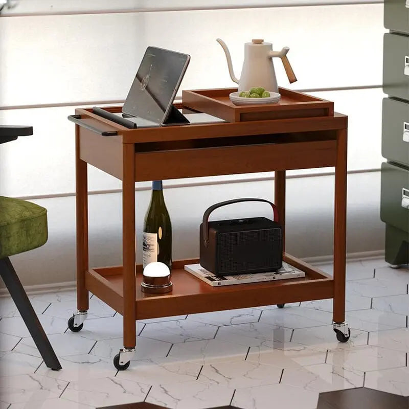 Taro Wood Rolling Serving Cart